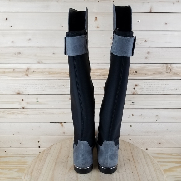 Calvin Klein Priya OTK Size 5.5 US Grey/Black Suede/Leather Over Knee Boots NEW - Picture 5 of 11